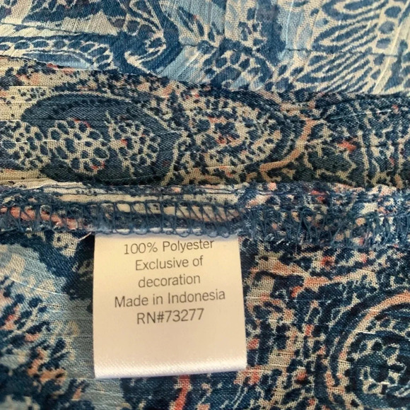 1X Sonoma Sheer Paisley print short flutter sleeve blouse.  100% polyester - Picture 5 of 5